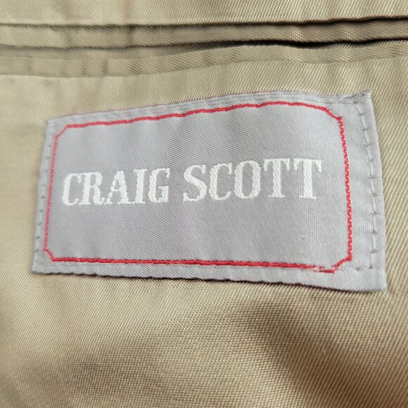 Craig Scott Mens size 44R Brown Tweed Wool Blazer Jacket w/ Elbow Patches Vtg - Picture 4 of 12